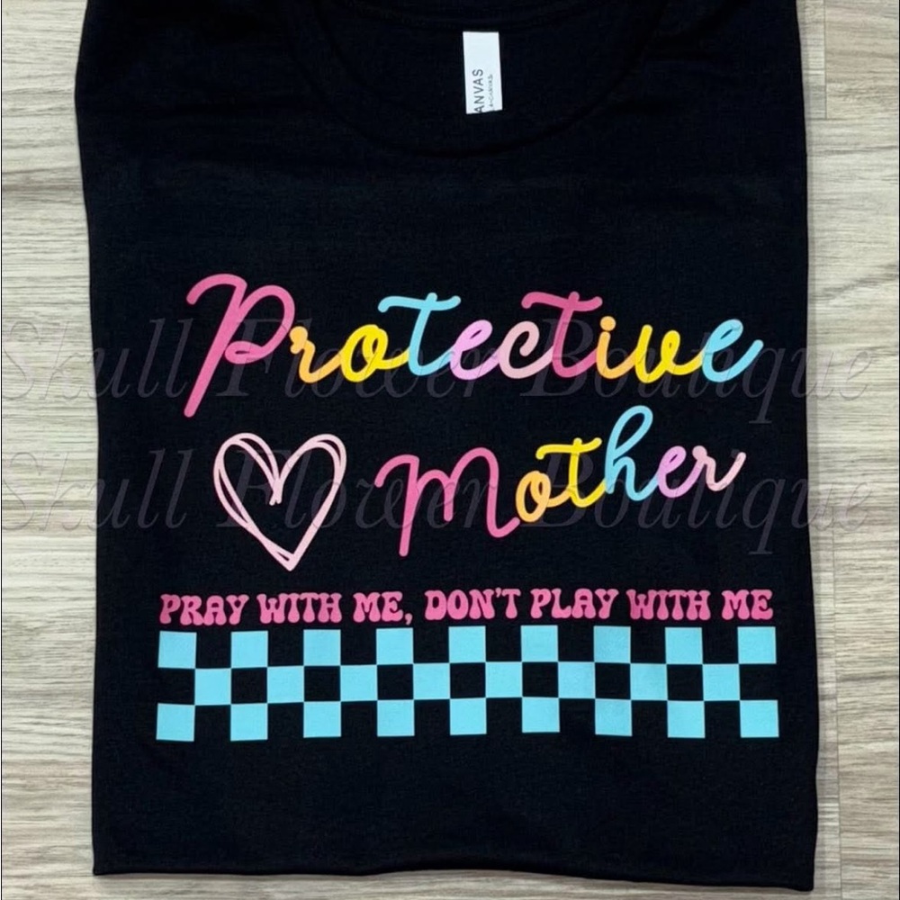 Bella Canvas Black Tee - Protective Mother design, mom life, mom shirt